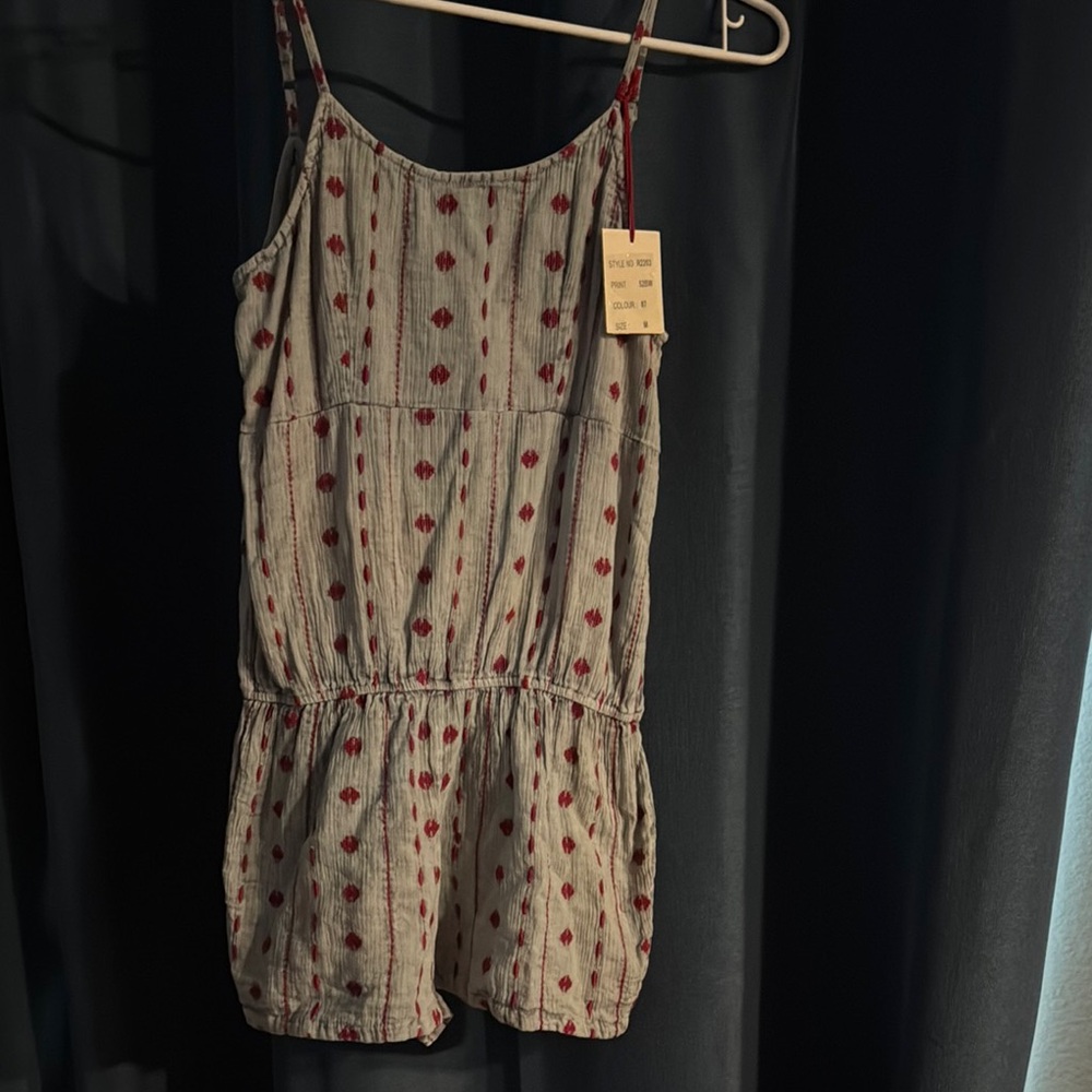 RAGA Medium Gray and Red Patterned romper